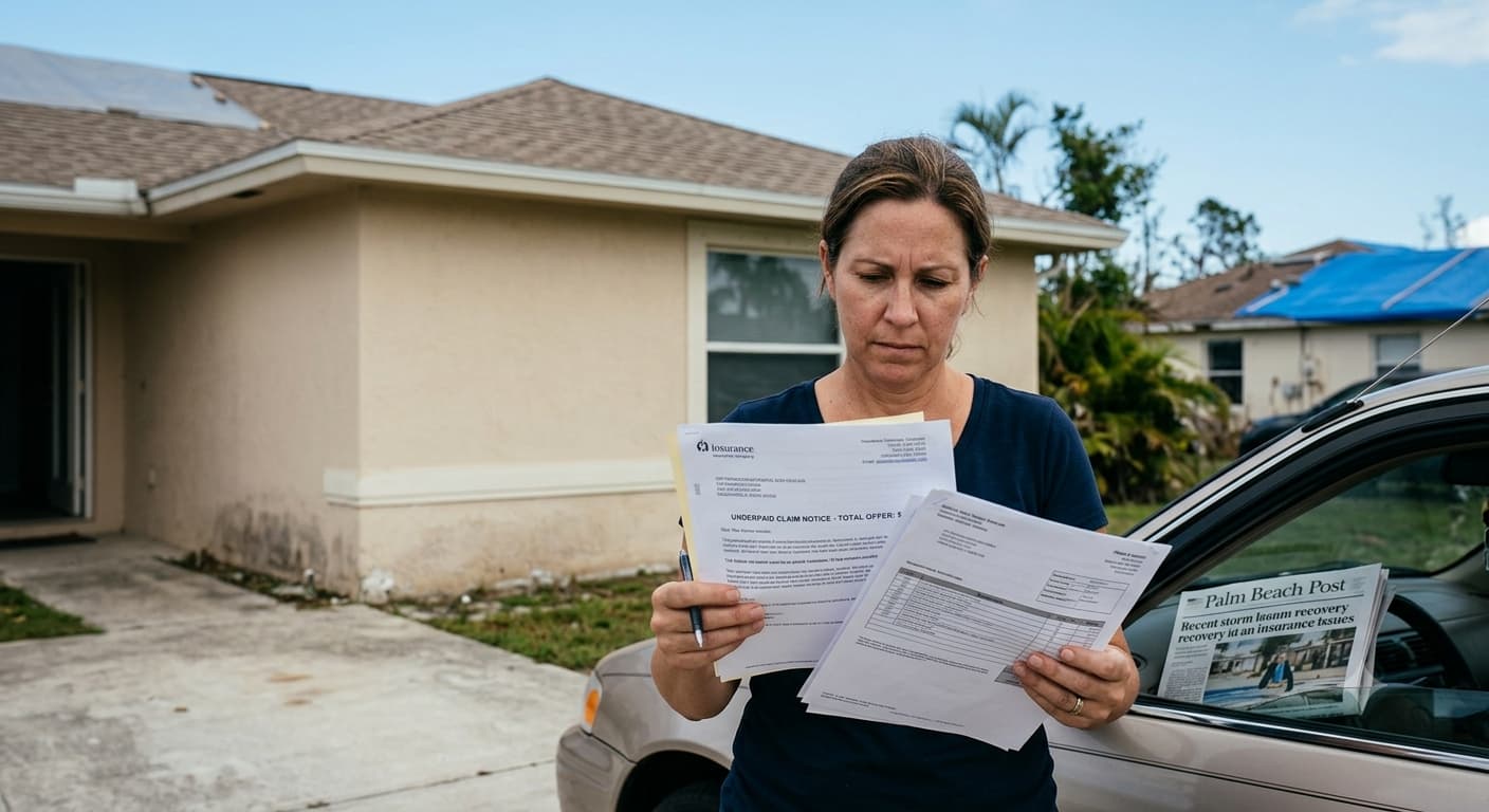 Homeowner reviewing insurance claim