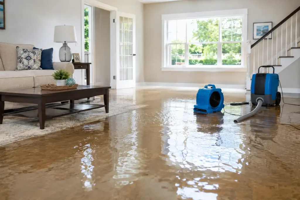 Water removal from flooded home in Coral Springs